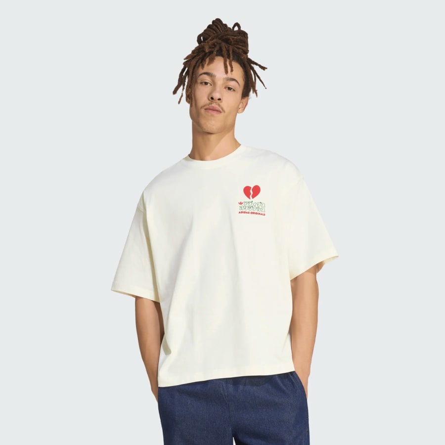 adidas Originals V-Day Cat Graphic T Shirt White | Mainline